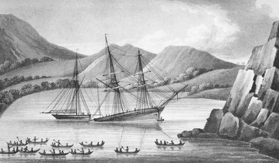 1826年，Brig Jane和Cutter Beaufoy穿过一群冰岛 作者 威德尔